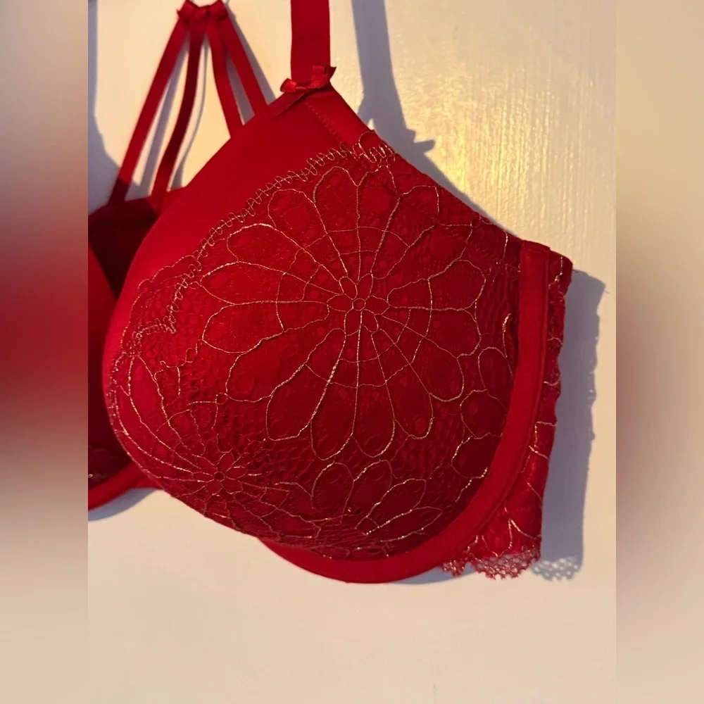 Cacique Front-Close Metallic Lace Boost Plunge Bra